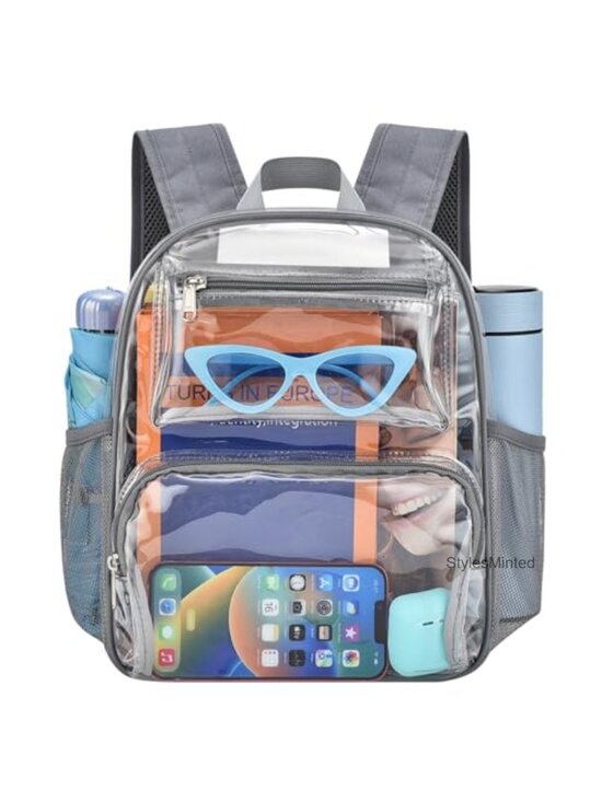 Handbags - Clear Backpack Stadium Approved Water-Resistant PVC Daypack with Padded Strap